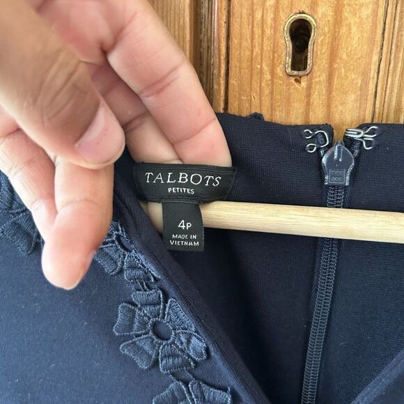 Talbots Petites 4 Petite Navy Blue Dress - Picture 2 of 5